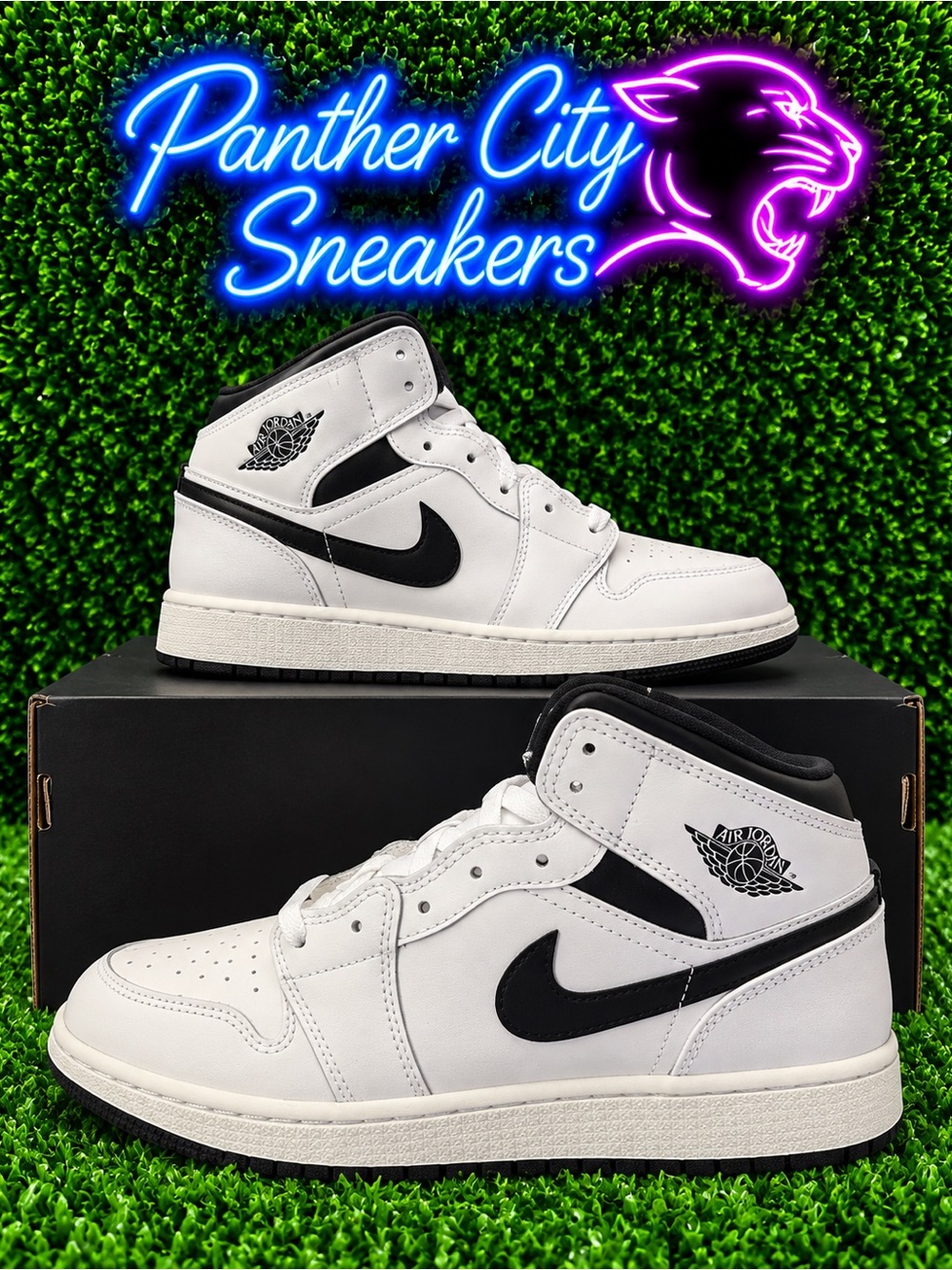 Air Jordan 1 Mid White Black Size 6.5Y New With Box